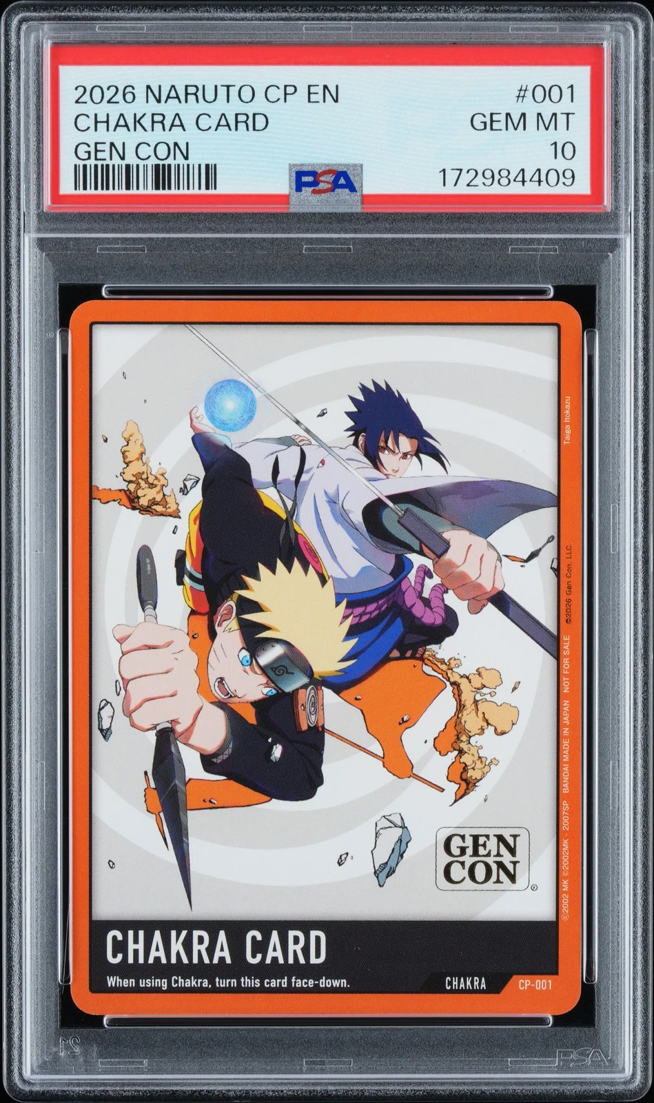 CP-001 Gen Con sous boîtier PSA 10. Photo de la boutique PSA sur eBay ; certificat visible 172984409.